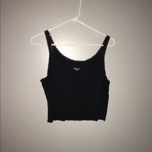 crop lace hem tank